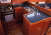 Bluewater 420 Raised Saloon | Galley in cherrywood